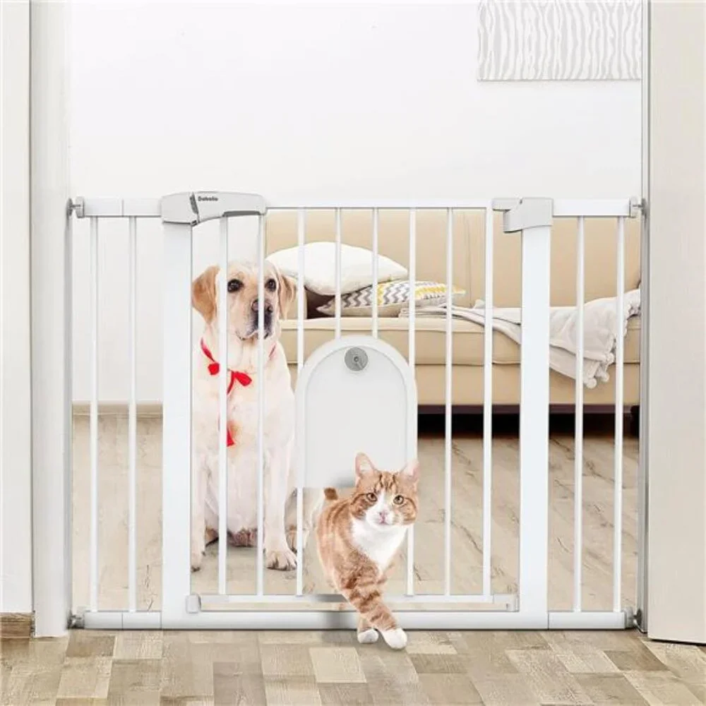 Auto Close Baby Gate with Small Cat Door, 29-43